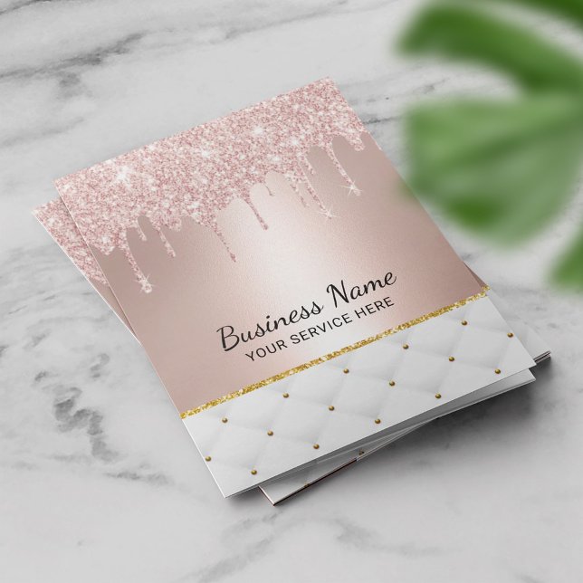 Modern Rose Gold Glitter Drips Luxury Pocket Folder (Creator Uploaded)