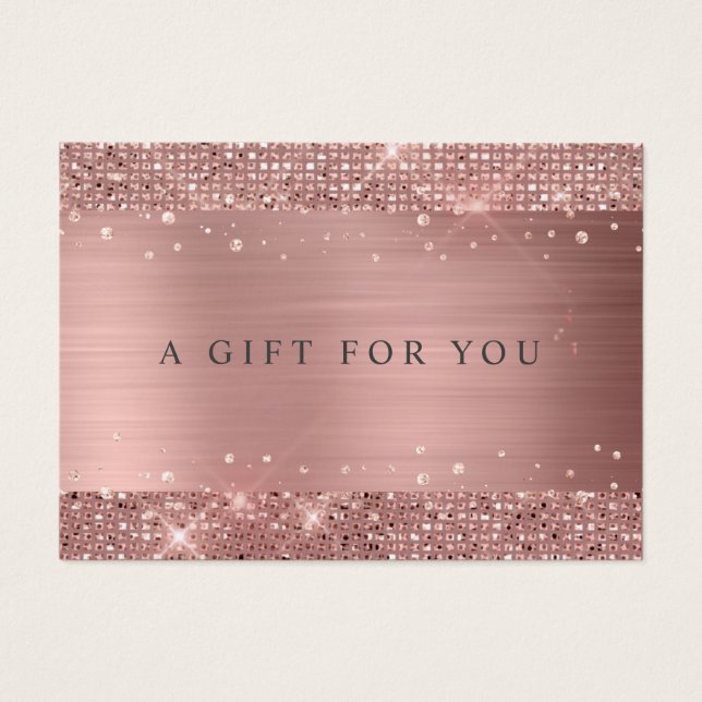 Modern Rose Gold Glitter Gift Certificate (Front)
