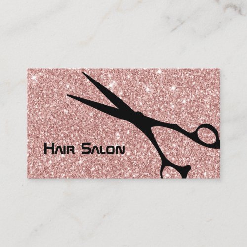Modern Rose Gold Glitter Hair Stylist Beauty Salon Business Card