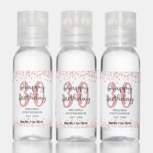 Modern Rose Gold Glitter HAPPY 30TH BIRTHDAY Favor Hand Sanitizer