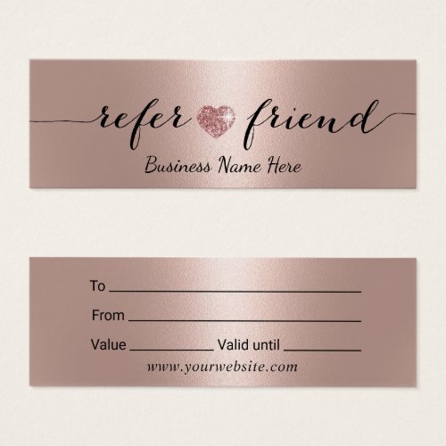 Modern Rose Gold Glitter Heart Salon Spa Gift Card