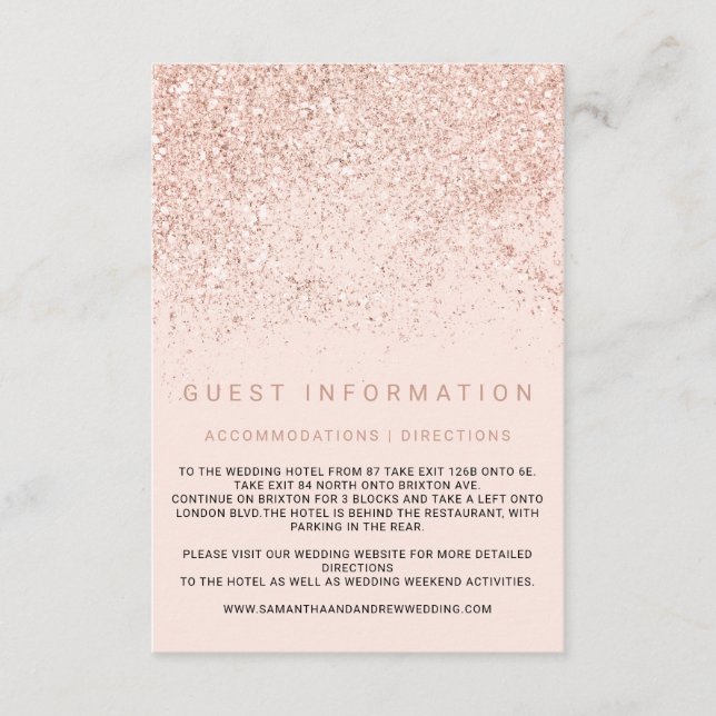 Modern rose gold glitter insert details wedding (Front)