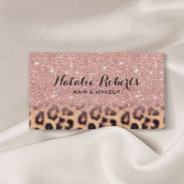 Modern Rose Gold Glitter Leopard Beauty Salon Business Card at Zazzle