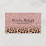 Modern Rose Gold Glitter Leopard Beauty Salon Business Card