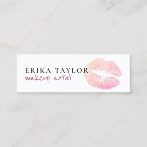 Modern rose gold glitter lips makeup artist  mini business card