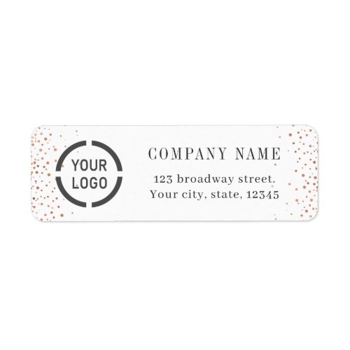 Modern rose gold glitter logo return address label