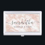 Modern rose gold glitter marble makeup hair business card case<br><div class="desc">Modern rose gold glitter white marble makeup hair</div>