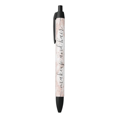 Modern rose gold glitter marble ombre makeup black ink pen