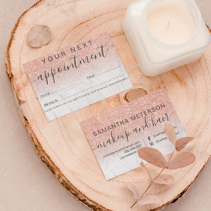 Modern rose gold glitter marble ombre professional appointment card