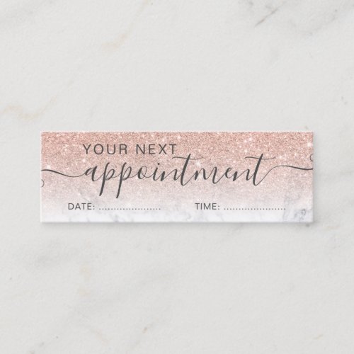 Modern rose gold glitter ombre blush appointment mini business card