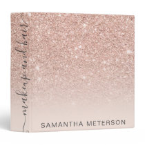 Modern rose gold glitter ombre blush makeup hair 3 ring binder Modern rose gold glitter ombre blush makeup hair 3 ring binder