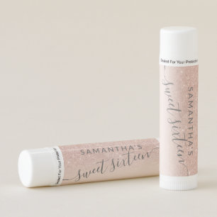 Modern rose gold glitter ombre blush sweet sixteen lip balm