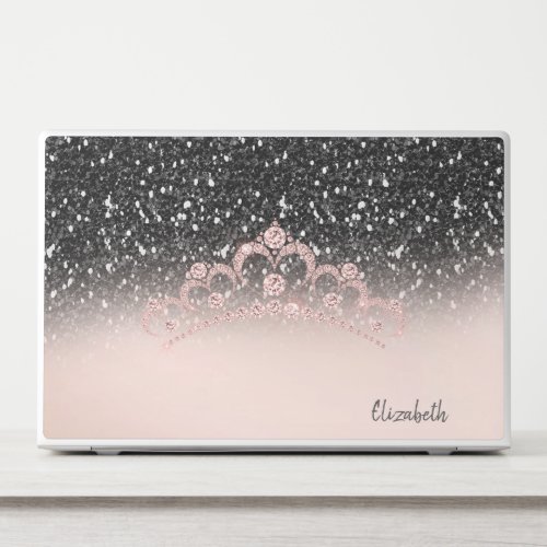 Modern Rose Gold Glitter Ombre Diamonds Tiara HP Laptop Skin