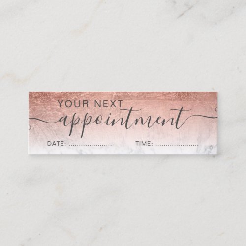 Modern rose gold glitter ombre foil appointment mini business card