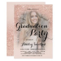 Modern rose gold glitter ombre photo graduation invitation