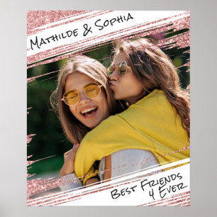 Modern Rose Gold Glitter & Photo BBF Best Friend Poster