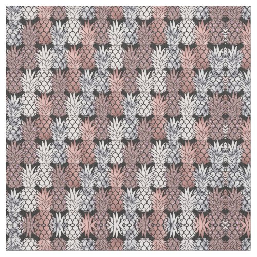 Modern Rose Gold Glitter Pink Pineapples Pattern Fabric