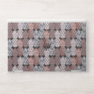 Modern Rose Gold Glitter Pink Pineapples Pattern HP Laptop Skin