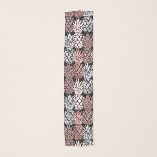 Modern Rose Gold Glitter Pink Pineapples Pattern Scarf