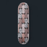 Modern Rose Gold Glitter Pink Pineapples Pattern Skateboard<br><div class="desc">This elegant and modern design is a marrying between tropical summer elements and chic modern elements. It features a faux printed rose gold sparkly glitter, rose gold foil, black and white marble, and blush pink pineapple collage pattern. It's stylish, trendy, luxurious, glamorous, and chic! ***IMPORTANT DESIGN NOTE: For any custom...</div>