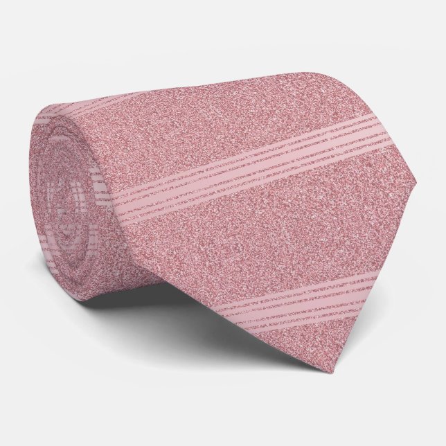 Modern Rose Gold Glitter Striped Elegant Pattern Neck Tie (Rolled)