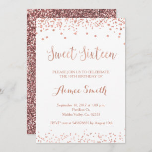 Modern Rose Gold Glitter Sweet 16 Birthday Card