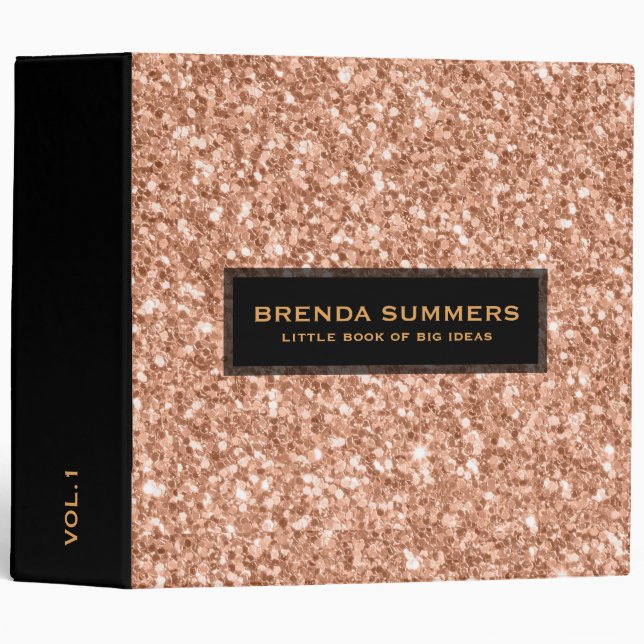 Modern rose-gold glitter texture binder (Front/Spine)