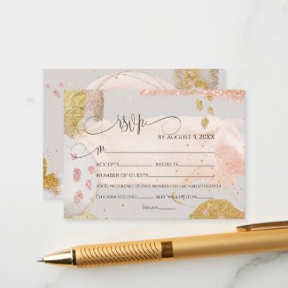 Modern Rose Gold Glitter Watercolor Enclosure Card