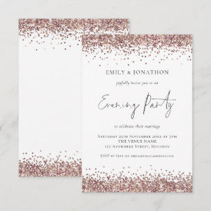  Modern Rose Gold Glitter Wedding Evening Party Invitation