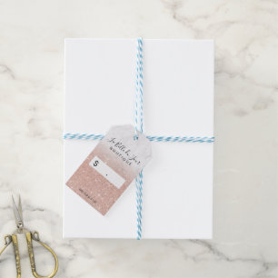 Modern rose gold glitter white marble retail hang gift tags