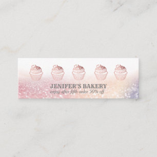 Modern rose gold glittery cupcake homemade bakery mini business card