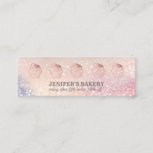 Modern rose gold glittery cupcake homemade bakery mini business card