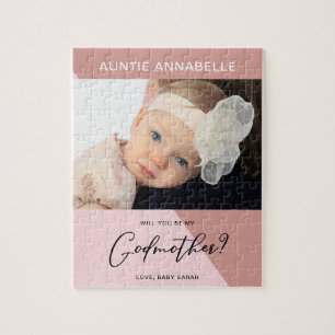 Modern Rose Gold Godmother Proposal Jigsaw Puzzle