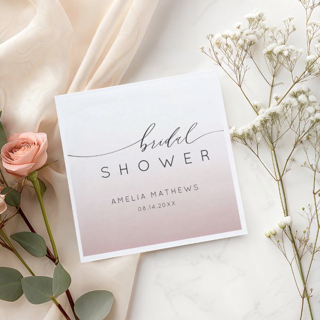 Modern Rose Gold Gradient Bridal Shower Napkins (Creator Uploaded)