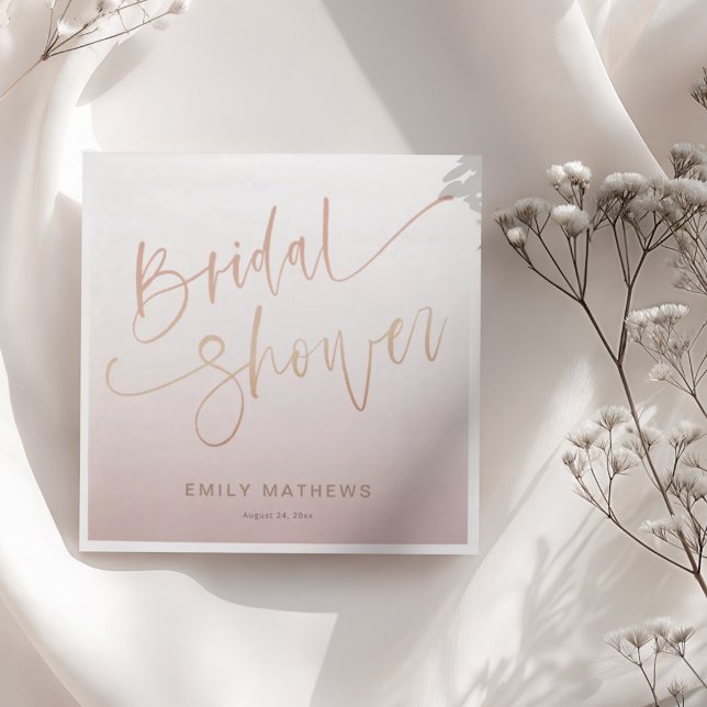 Modern Rose Gold Gradient Bridal Shower  Napkins (Creator Uploaded)