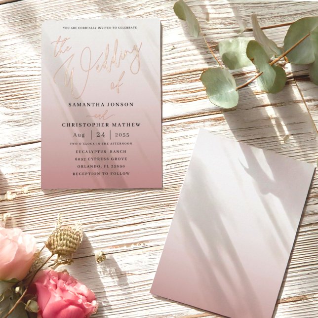 Modern Rose gold Gradient The Wedding Of Foil Invitation (Creator Uploaded)