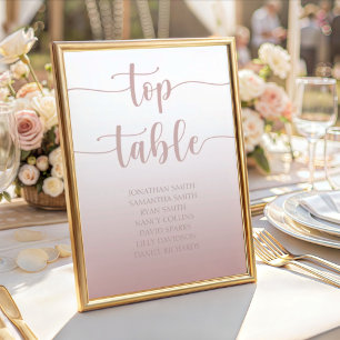 Modern Rose Gold Gradient Wedding Top Table Number