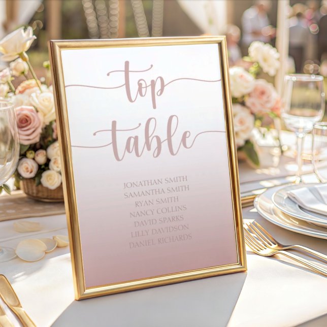 Modern Rose Gold Gradient Wedding Top Table Number (Creator Uploaded)
