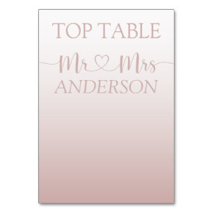 Modern Rose Gold Gradient Wedding Top Table Table  Number
