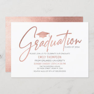 Modern Rose Gold Graduation Invitation