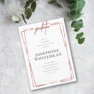 Modern Rose Gold Graduation Party Invitation