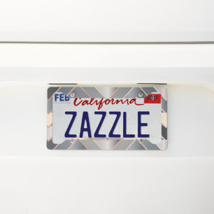 Modern Rose Gold & Gray Geometric Chevron License Plate Frame