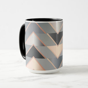 Modern Rose Gold & Gray Geometric Chevron Mug