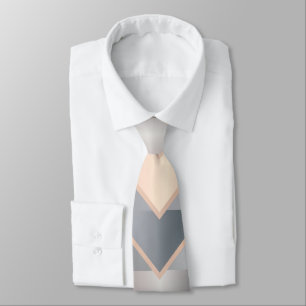 Modern Rose Gold & Gray Geometric Chevron Neck Tie