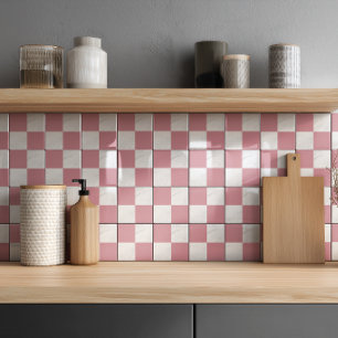 Modern Rose Gold Gray Marble Geometric Checker Ceramic Tile