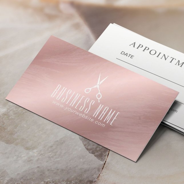 Modern Rose Gold Hair Salon Stylist Appointment Card (Creator Uploaded)