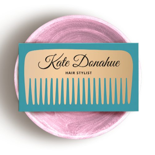 Modern Rose Gold Hair Stylist Comb Beauty Salon Business Card