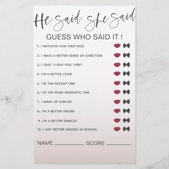 Modern Rose Gold He Said She Said Bridal Shower Flyer (Front)