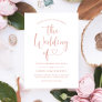 Modern Rose Gold Heart Calligraphy Script Wedding Invitation