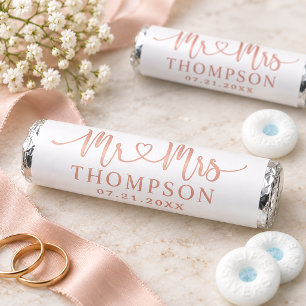 Modern Rose Gold Heart Script Monogram Breath Savers® Mints